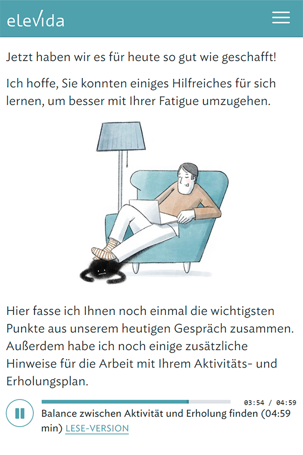 Screenshot Inhalt, Balance aus Aktivität und Erholung, Audio-Datei